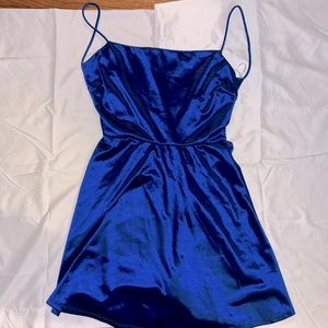 Charlotte Russe large backless blue satin dress